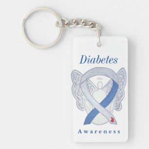 Diabetes Angel Awareness Ribbon Custom Keychain