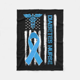 Diabetes Awareness American Flag Diabetes Nurse Fleece Blanket