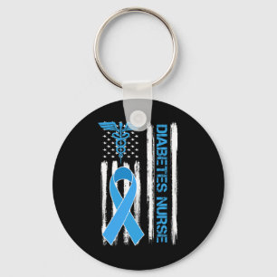 Diabetes Awareness American Flag Diabetes Nurse Key Ring