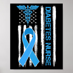 Diabetes Awareness American Flag Diabetes Nurse  Poster