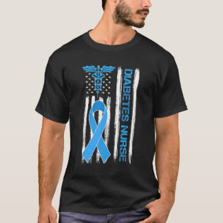 Diabetes Awareness American Flag Diabetes Nurse T-Shirt
