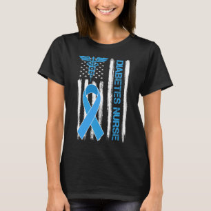 Diabetes Awareness American Flag Diabetes Nurse T-Shirt