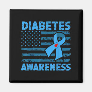 Diabetes Awareness American Flag Support Squad Men Magnet