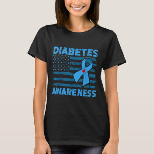 Diabetes Awareness American Flag Support Squad Men T-Shirt