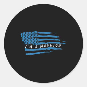 Diabetes Awareness American Flag Warrior T1 T2 Classic Round Sticker