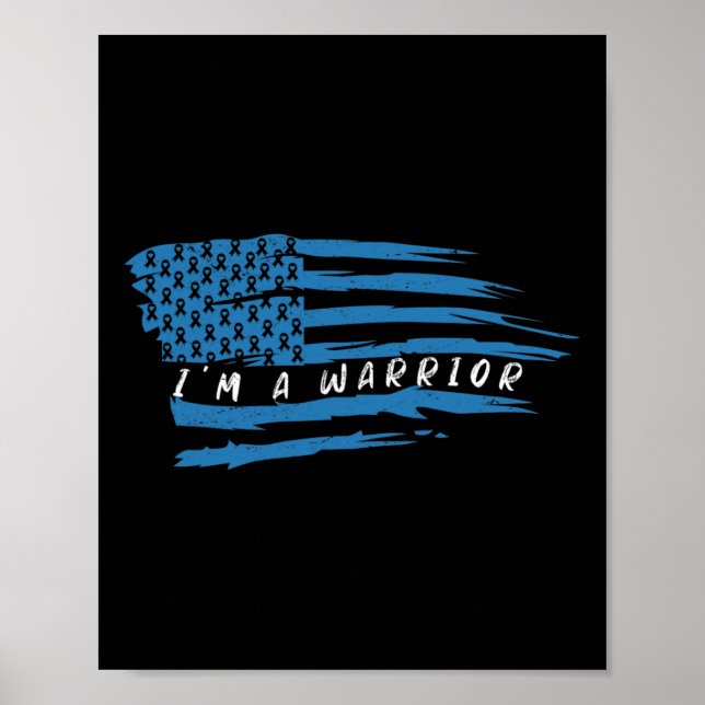 Diabetes Awareness American Flag Warrior T1 T2  Poster (Front)
