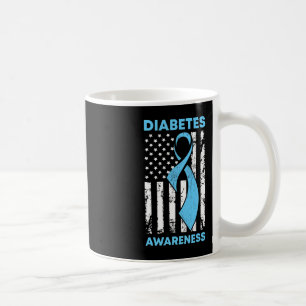 Diabetes Awareness American US Flag Blue Ribbon T1 Coffee Mug