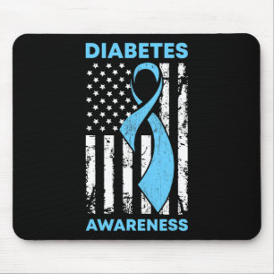 Diabetes Awareness American US Flag Blue Ribbon T1 Mouse Pad