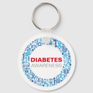 Diabetes Awareness blue circle with symbols Key Ring