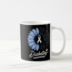 Diabetes Awareness Blue Flower Ribbon Support Symb Coffee Mug