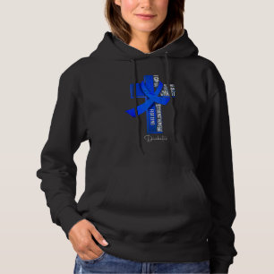 Diabetes Awareness Blue Ribbon Christian Cross Hoodie