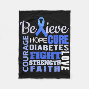 Diabetes Awareness Blue Ribbon Diabetes Word Fleece Blanket