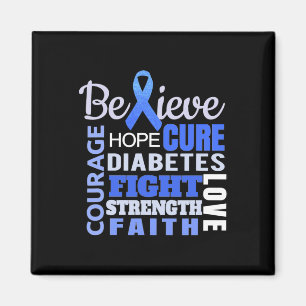 Diabetes Awareness Blue Ribbon Diabetes Word Magnet