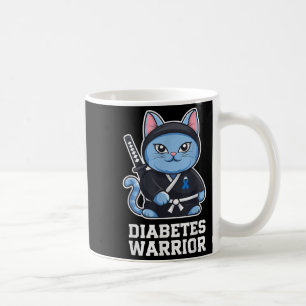 Diabetes Awareness Blue Ribbon Ninja Cat Diabetes Coffee Mug