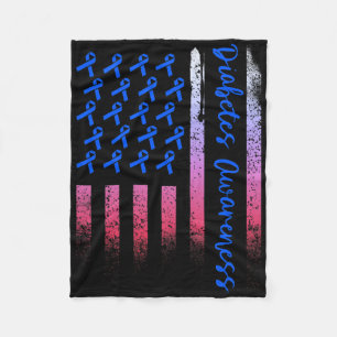 Diabetes Awareness Blue Ribbon Usa American Flag D Fleece Blanket