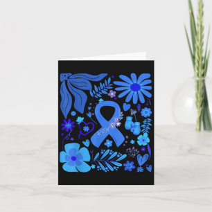 Diabetes Awareness Boho Floral Blue Ribbon Diabeti Card