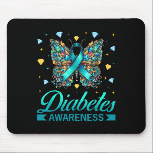 Diabetes Awareness Butterfly Diabetes Blue Ribbon Mouse Pad