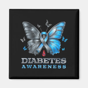Diabetes Awareness Butterfly Diabetes T1d Women Bl Magnet