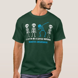 Diabetes Awareness Dabbing Blue Skeleton Funny D T-Shirt
