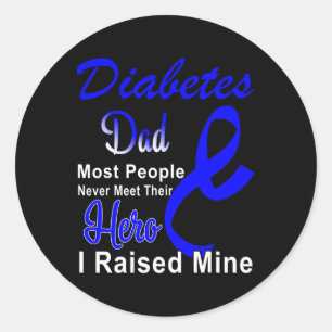 Diabetes Awareness Dad Blue Ribbon Type 1 One Two  Classic Round Sticker