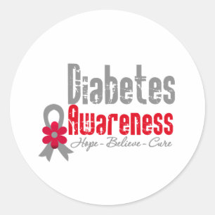Diabetes Awareness Flower Ribbon Classic Round Sticker