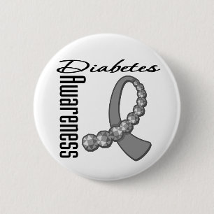 Diabetes Awareness Gemstone Ribbon 6 Cm Round Badge