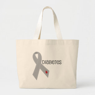 Diabetes Awareness Grey Ribbon Large Tote Bag