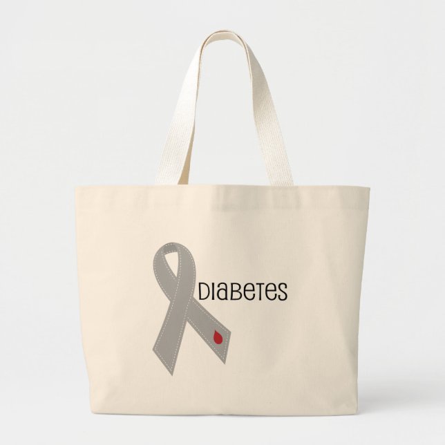 Diabetes Awareness Grey Ribbon Large Tote Bag (Front)