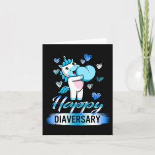 Diabetes Awareness Happy Diaversary Unicorn Cute T Card