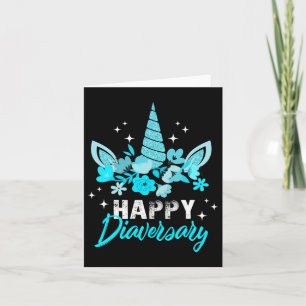 Diabetes Awareness Happy Diaversary Unicorn Cute T Card