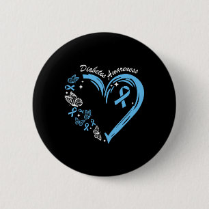 Diabetes Awareness Heart Blue Ribbon Diabetes Awar 6 Cm Round Badge