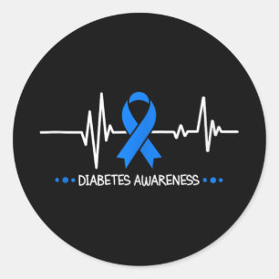 Diabetes Awareness Heartbeat Warrior Survivor Supp Classic Round Sticker