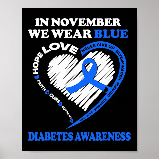 Diabetes Awareness In November We Wear Blue  Poster (Front)