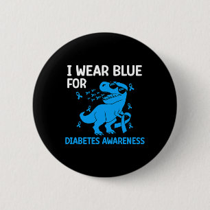 diabetes awareness in november we wear blue t-rex  6 cm round badge