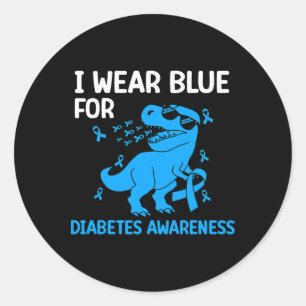 Diabetes Awareness In November We Wear Blue T-rex Classic Round Sticker