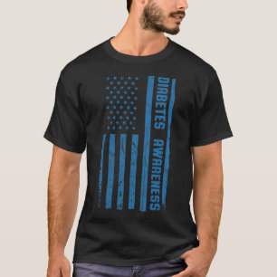 Diabetes Awareness Month American Flag T1 T2 T-Shirt