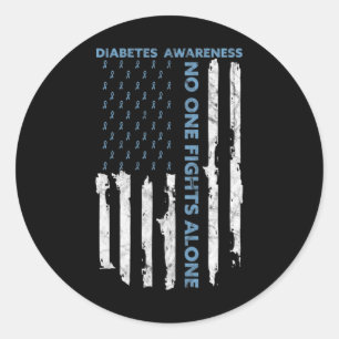 Diabetes Awareness Month American Flag Warrior T1 Classic Round Sticker