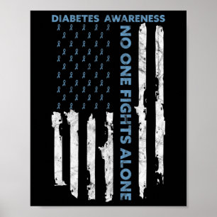 Diabetes Awareness Month American Flag Warrior T1 Poster