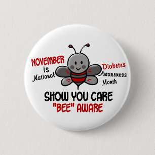 Diabetes Awareness Month Bee 1.1 6 Cm Round Badge