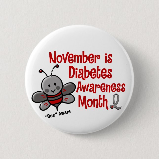 Diabetes Awareness Month Bee 1.3 6 Cm Round Badge (Front)