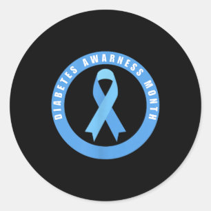 Diabetes Awareness Month Blue Love Ribbon Support Classic Round Sticker