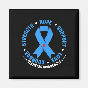Diabetes Awareness Month Blue Love Ribbon Support Magnet