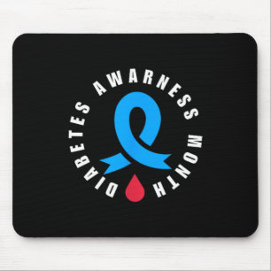 Diabetes Awareness Month Blue Love Ribbon Support Mouse Pad