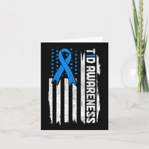 Diabetes Awareness Month Blue Ribbon Type 1 Patrio Card