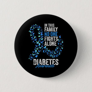 Diabetes Awareness Month Butterflies Blue Ribbon  6 Cm Round Badge