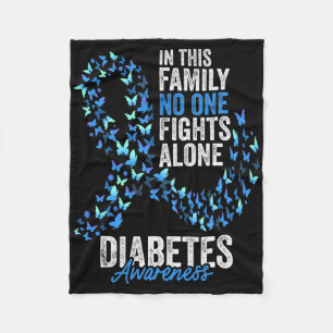 Diabetes Awareness Month Butterflies Blue Ribbon Fleece Blanket