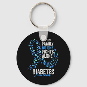 Diabetes Awareness Month Butterflies Blue Ribbon Key Ring