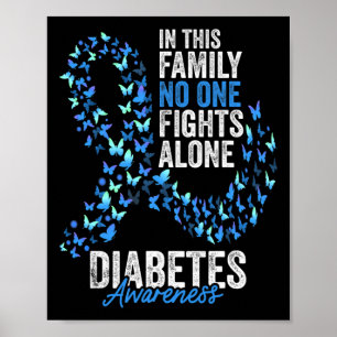 Diabetes Awareness Month Butterflies Blue Ribbon  Poster
