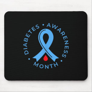 Diabetes Awareness Month Diabetic Blue Love Ribbon Mouse Pad