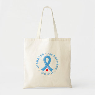Diabetes Awareness Month Diabetic Blue Love Ribbon Tote Bag